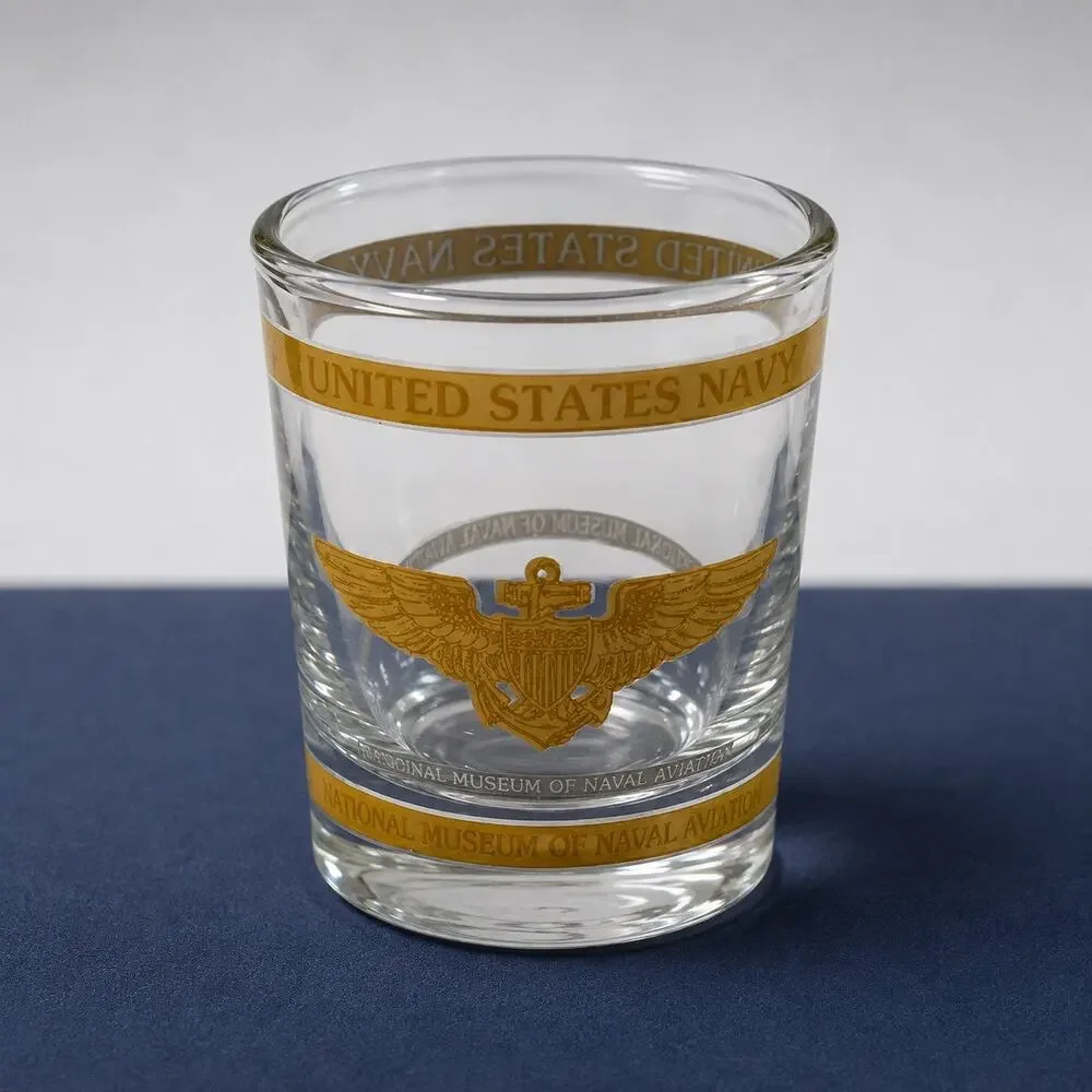 Vintage US Navy National Museum Naval Aviation Gold Shot Glass Pensacola